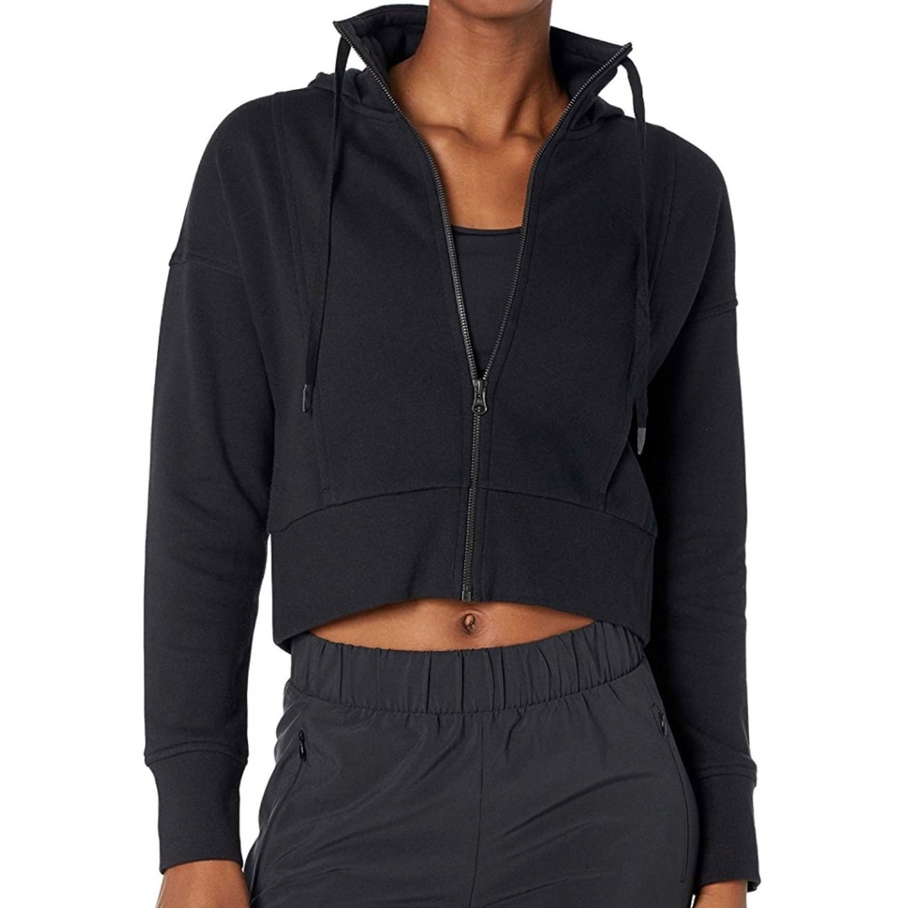 Core 10 Women's Super Soft Fleece Cropped Length Zip-Up Hoodie Sweatshirt, Sz Sm